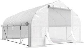 Outsunny Sera de Gradina 4x3m cu Pereti Laterali si Usa cu Fermoar 8 Ferestre Tunel pentru Plante | Aosom Romania