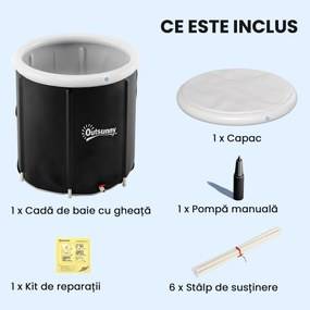 Outsunny Cadă cu Gheață 280L, Cadă pentru Imersiune în Terapia Rece cu Capac și Pompă, Cadă Gonflabilă pentru Recuperare/Terapie pentru Interior și Exterior Adulți | Aosom Romania