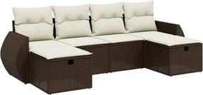 vidaXL Set canapele de grădină cu perne, 6 piese, maro, poliratan