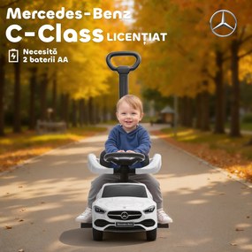 AIYAPLAY Mașină de Călărit pentru Copii 1-3 Ani Convertibilă în Cărucior cu Licență Mercedes, 91x40x83 cm, Alb | Aosom Romania