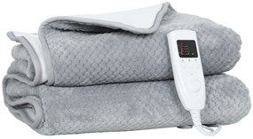 HOMCOM Pătură electrică 160x140 cm cu 5 niveluri de căldură, Gri | Aosom Romania