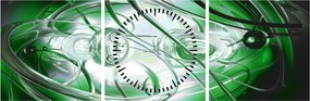 Tabloul abstract verde (cu ceas) (90x30 cm)