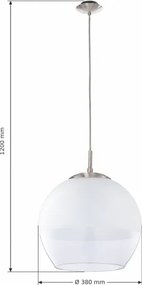 BRILAGI - lustra LED pe cablu RETRO GLASS 1xE27/60W/230V crom mat/alb