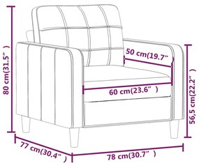 Canapea de o persoana, crem, 60 cm, material textil Crem, 78 x 77 x 80 cm