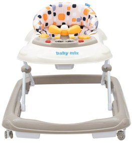 Baby Mix Walker pentru copii cu volan și roți dinsilicon, bej, 50 x 44 x 50 cm