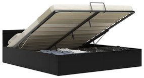 285545 vidaXL Cadru de pat hidraulic cu ladă LED negru 180 x 200 cm piele eco