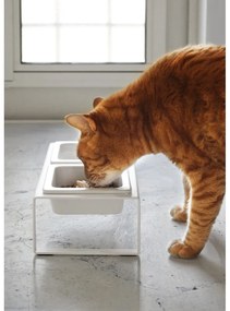 Set 2 boluri pentru animale de companie cu suport Yamazaki Tower, alb