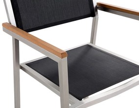 Set de masă pentru grădină Grosso (piatră naturală) (scaune negre). 1011625