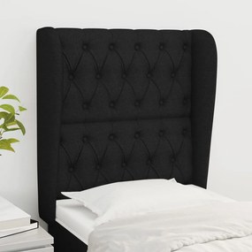 vidaXL Tăblie de pat cu aripioare, negru, 83x23x118/128 cm, textil