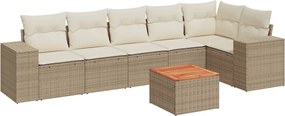 vidaXL Set canapele de grădină, 7 piese, cu perne, bej, poliratan