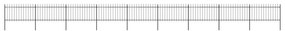 Gard de gradina cu varf sulita, negru, 15,3 x 1 m, otel 1, 1 m, 15.3 m