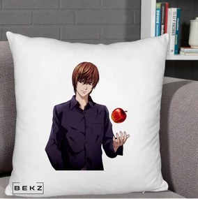 Perna Personalizata Death Note Light Yagami cu Mar, 40x40 cm, Alb Pufos, Husa Detasabila, Perna Inclusa, BEKZ®