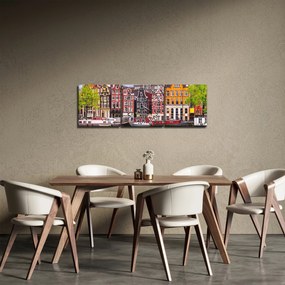Tablou - Amsterdam, case de dans (cu ceas) (90x30 cm)