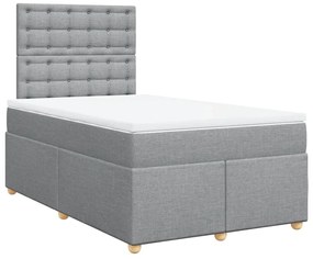 vidaXL Pat box spring cu saltea, gri deschis, 120x190 cm, textil