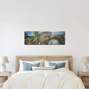 Tablou cu cascadele și munți (cu ceas) (90x30 cm)