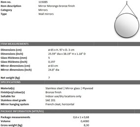 Oglinda design LUX Morongo bronz 115085 HZ