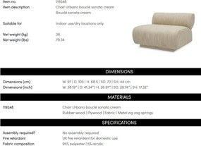 Fotoliu elegant design LUX Urbano, Boucle sonata cream