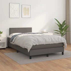 3140997 vidaXL Pat box spring cu saltea, gri, 120x200 cm, piele ecologică