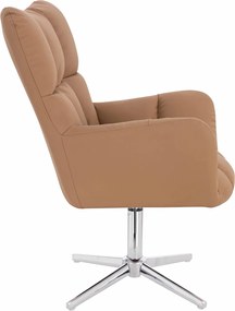 HR650CROSS Scaun Caramel Piele Ecologica Premium Soft cu Bază Cromata