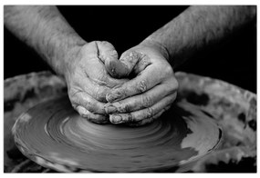Tablou alb negru - producția de ceramică (90x60 cm)