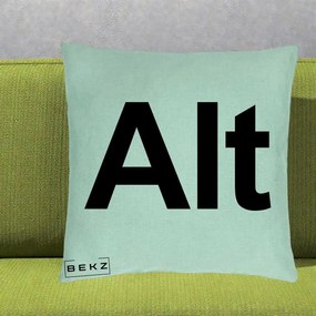 Perna Personalizata Tasta Alt Tipografie Bold, 40x40 cm, Verde Menta, Husa Detasabila, Perna Inclusa, BEKZ®