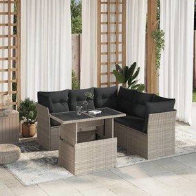 vidaXL Set canapele de grădină cu perne, 6 piese gri deschis poliratan