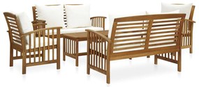 vidaXL Set mobilier de grădină cu perne, 5 piese, lemn masiv acacia