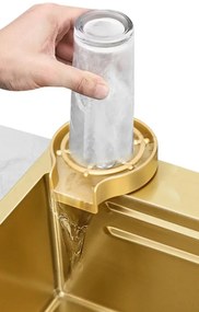 RESIGILAT- Chiuvetă de bucătărie, multifuncțională, oțel inoxidabil, Auriu, CS03