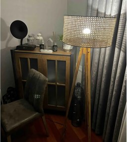 Lampadar corp lemn  textil,nuc- bej, Homs, 153 cm,40006