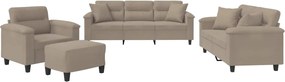 vidaXL Set de canapele cu perne, 4 piese, gri taupe, microfibră