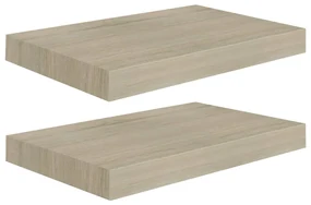 323869 vidaXL Rafturi de perete suspendate, 2 buc., stejar, 40x23x3,8 cm, MDF