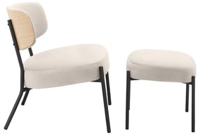 Fotoliu cu taburet crem cu tapițerie din catifea Jerry – Støraa