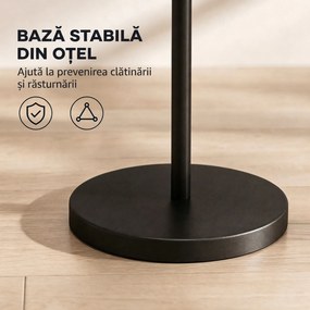 HOMCOM Lampă de Podea 40W, 3 Becuri LED E27, Telecomandă Magnetică, Dimabilă, 3 Temperaturii de Culoare, Negru | Aosom Romania