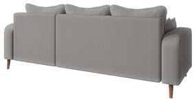 Colțar gri deschis cu tapițerie din catifea reiată (cu colț pe partea dreaptă) Beata – Ropez