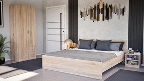 Pat dublu Miami fără cadru de pat 180x200 cm stejar sonoma-stejar sonoma