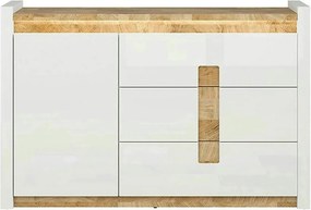 Comoda ALAMEDA, alb lucios/stejar, PAL, 147x41x97 cm