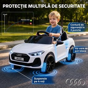 AIYAPLAY Mașină Electrică pentru Copii 12V Audi A5L cu Telecomandă, Baterie cu Litiu, 2 Motoare, Telecomandă, Roz | Aosom Romania