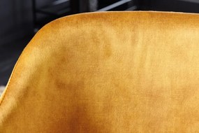 Neînvins Scaun de design Tracy catifea galben mustar cu cadru negru