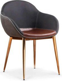 Scaun K304, gri/maro, piele ecologica/otel, 57x59x81 cm