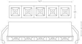 Corp incastrabil cu 5 spoturi LED Sandy White