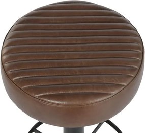 Scaun rotativ de bar din piele naturala si metal, stil industrial, "Rotor"