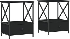 vidaXL Noptiere, 2 buc., negru, 50x41x65 cm, lemn compozit