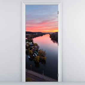 Fototapet pentru ușă - Praga noaptea (95x205cm)