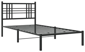 376317 vidaXL Cadru pat metalic cu tăblie, negru, 90x200 cm