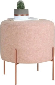 Taburet COPPER 44, roz/cupru, material textil/otel, 40x40x42 cm