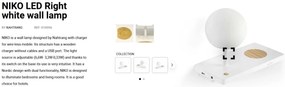 Aplica LED ultramoderna USB / Wireless charger NIKO dreapta