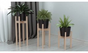 Set 3 suporturi pentru ghivece din lemn masin HouseXL Bwood, Din lemn de fag, 3 trepte de inaltime, Natur