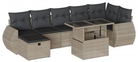 3275152 vidaXL Set mobilier de grădină cu perne, 8 piese gri deschis poliratan