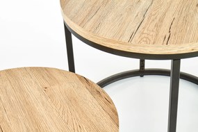 Set 2 buc. măsuțe de cafea Ozell (stejar san remo + negru). 1039434