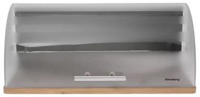 Cutie de paine Klausberg KB 7096, 39 cm, Metal, Baza din lemn, Inox/Maro